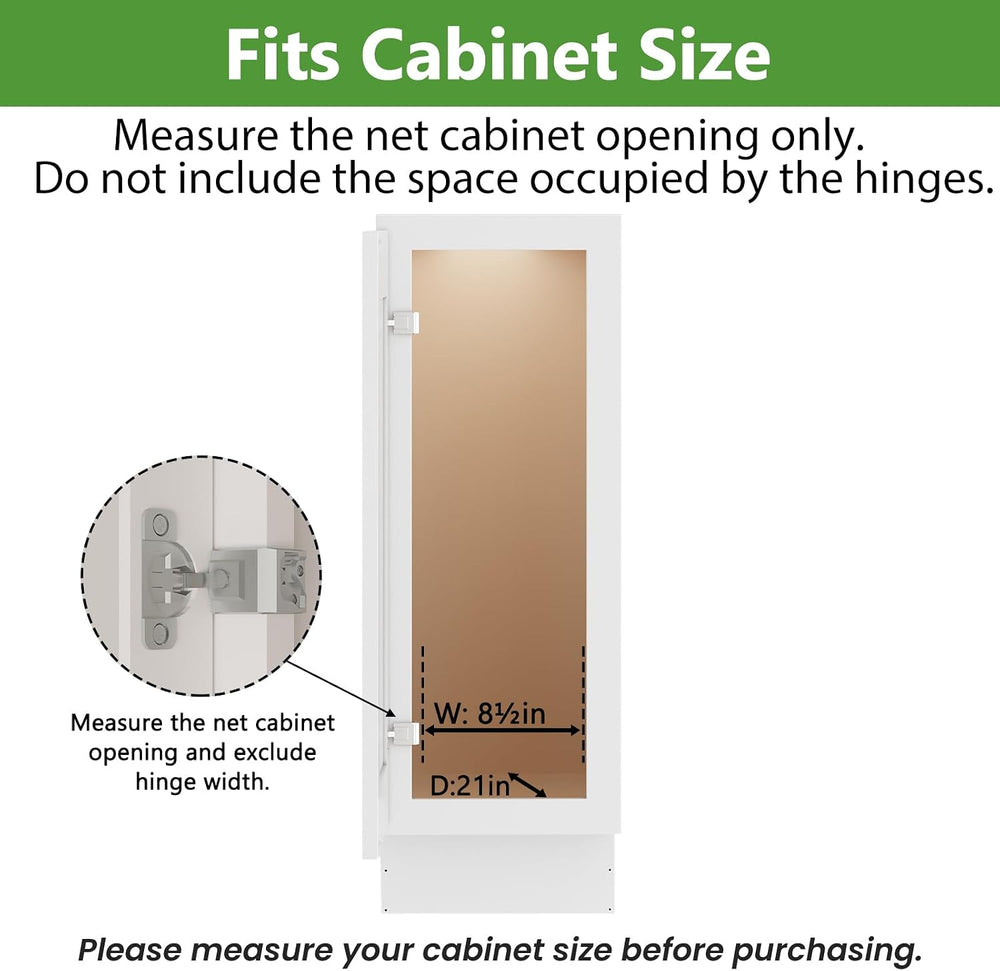 Pull Out Spice Rack Cabinet Organizer 8" W x 20½" D, 3 Tier Heavy D...