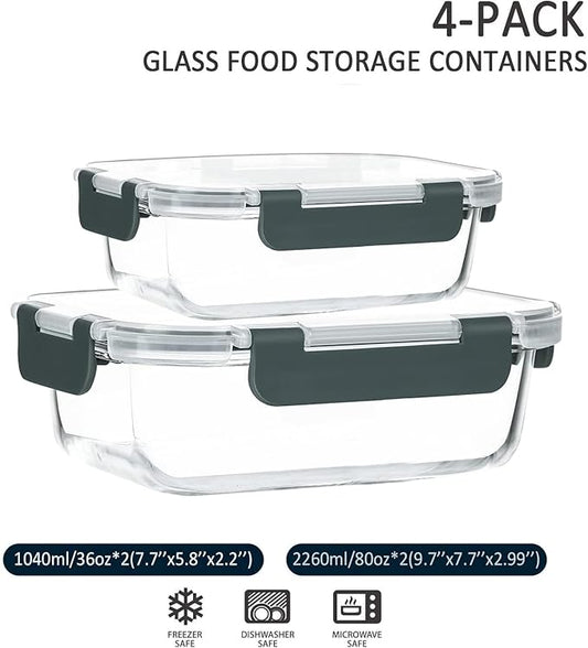 M MCIRCO [80 oz & 36 oz Extra Large Glass Food Storage/Baking Containers Set - Image 2