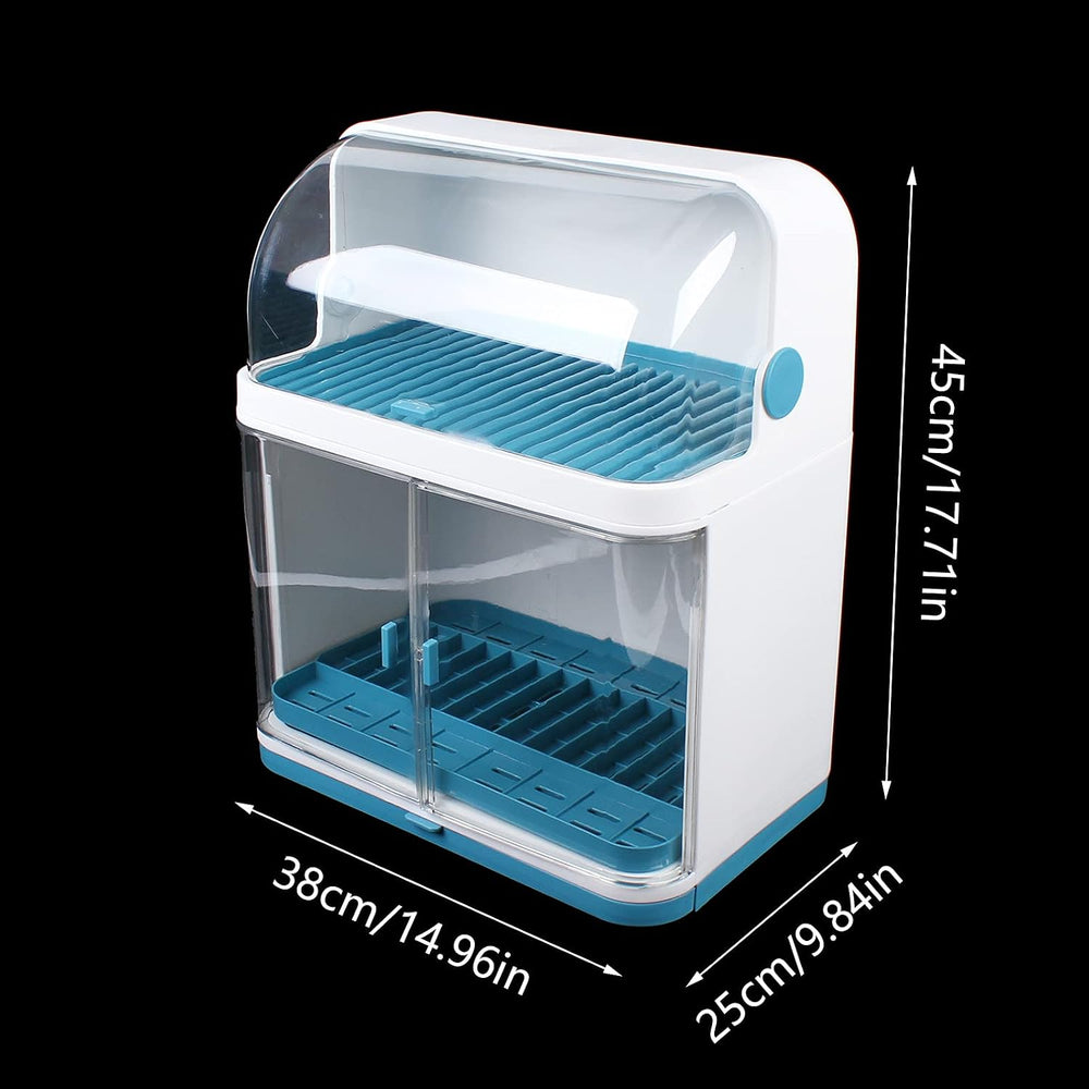 2 Tier Dish Racks with Lid Cover for Kitchen Counter Plastic Kitchen Cabinet ...