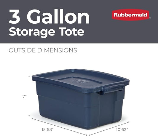 Rubbermaid Roughneck Tote 3 Gal, 6 Pack, Made in USA, Dark Indigo Metallic - Image 2