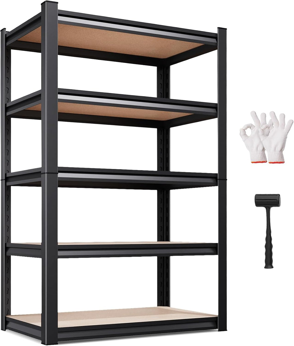 5-Tier Garage Shelving Heavy Duty Storage Shelves, Adjustable Shelving Unit, ...