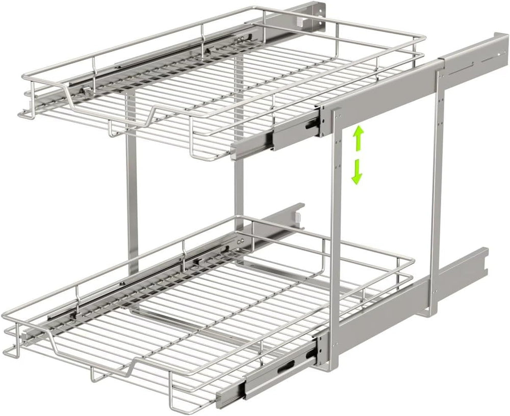 EZKAZA Pull Out Cabinet Organizer 20.5" W x 21" D, 2-Tier Kitchen C...