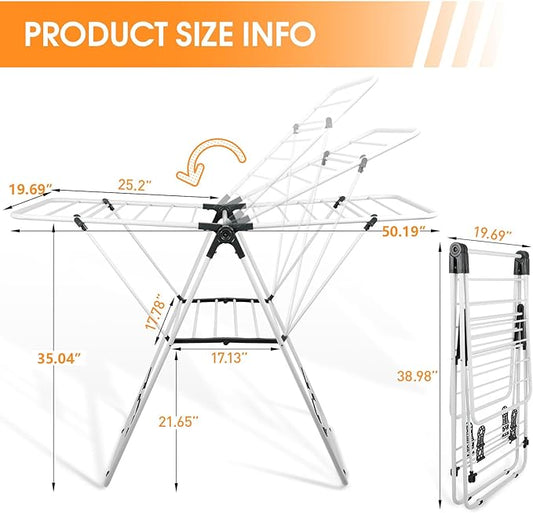 Clothes Drying Rack Foldable, Metal Laundry Drying Rack, - Image 2