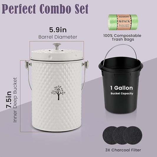 AOSION Countertop Compost Bin Kitchen, Odorless Indoor Compost Bin - Image 2