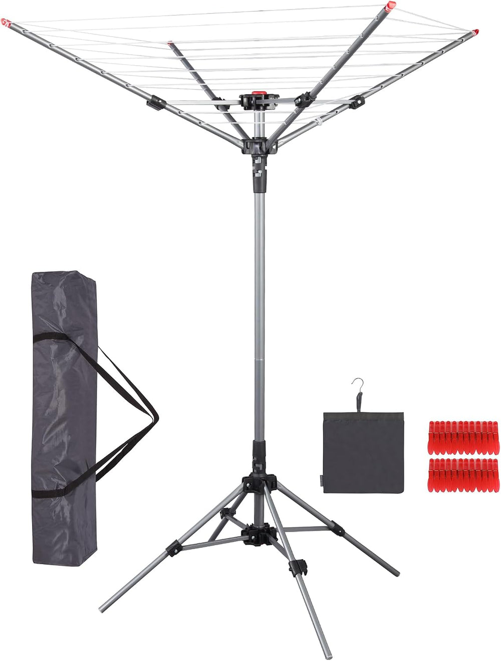 STORAGE MANIAC Portable Umbrella Clothes Drying Rack 8 Lines with 82 Feet Dry...