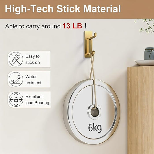pickpiff Self Adhesive Hooks, Extra Sticky 10LB, Heavy Duty Stainless, Stick On - Image 2