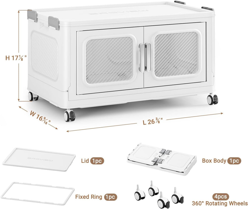 BROVIEW 150 Qt/38 Gal Stackable Storage Bins with Lids, 1 Pack, White