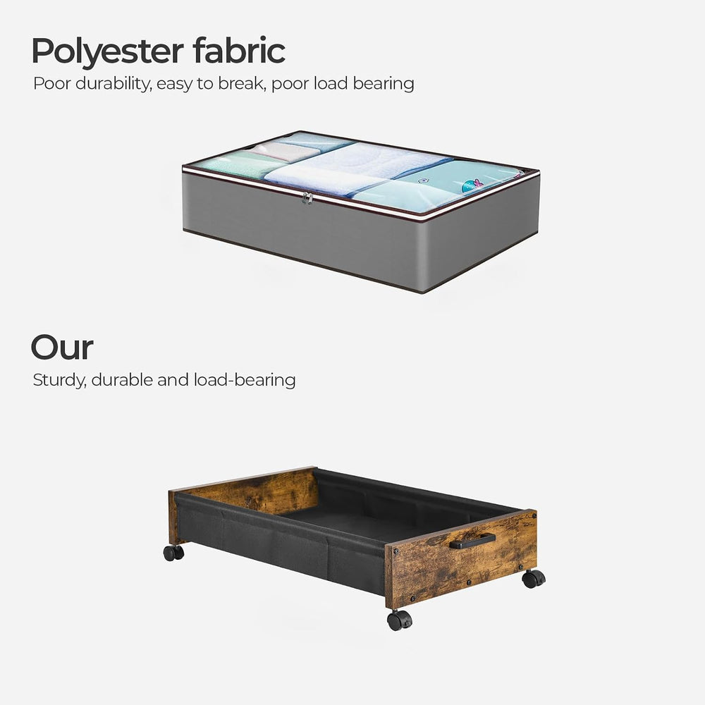 FOUCSSOMEI Under Bed Storage with Wheels, Wooden Under Bed Drawers On Wheels,...