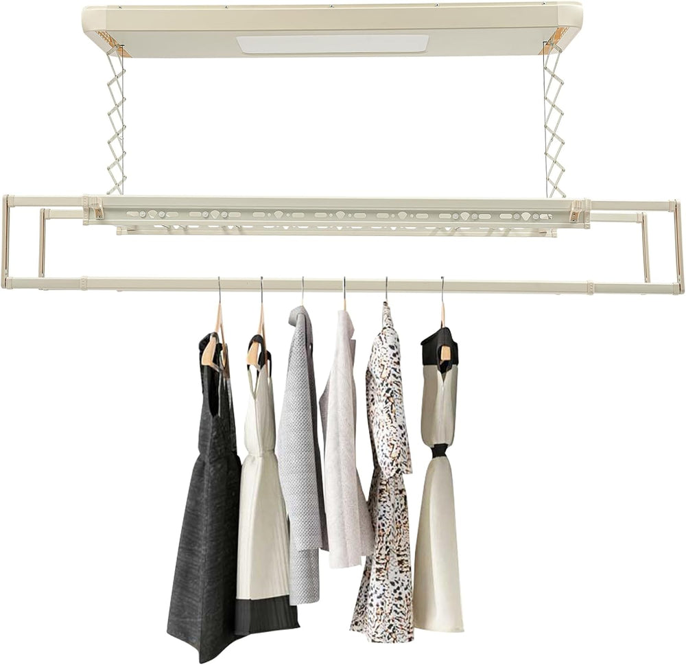 Electric Retractable Airing Rack Off-White Color, Ceiling Clothesline 77lbs L...