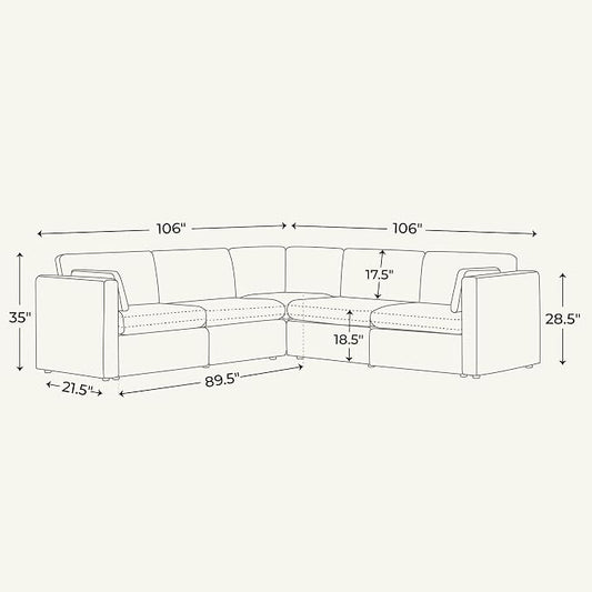 CHITA Oversized Modular Sectional Sofa Set, FSC Certified Extra Large 5 Seat V - Image 2