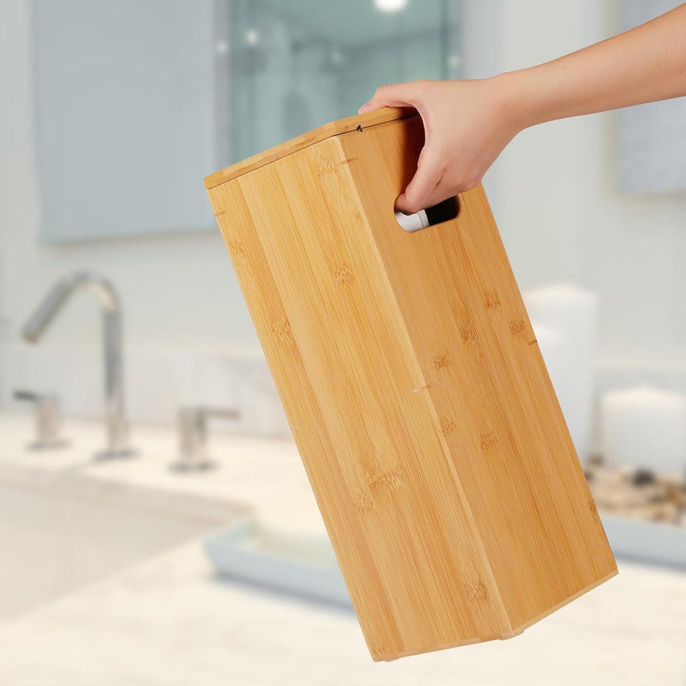 GOBAM Bamboo Toilet Paper Storage - Fits 3 Mega Toilet Paper, Bathroom Organi...