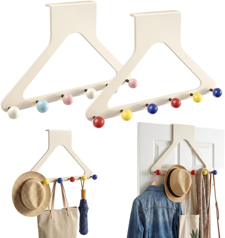 Over Door Hook No Drill Heavy Duty Hanger Organizer Bags (Mixed 2 Colors)