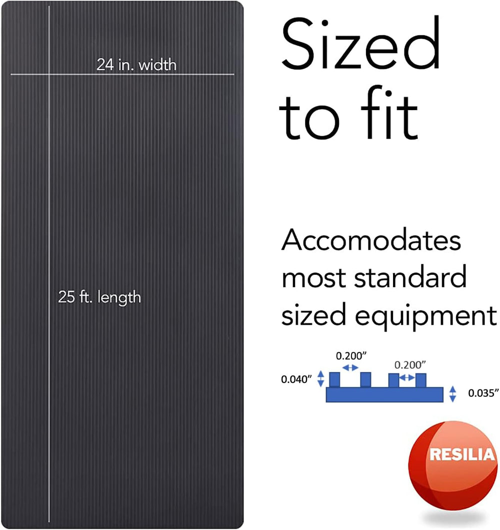 RESILIA Utility Runner- 24 inch Wide Black Plastic- Embossed Wide Rib Pattern...
