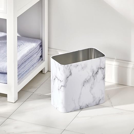 mDesign Metal Wastepaper Bin — Compact Rectangular Bathroom Bin — Rubbish Basket - Image 2