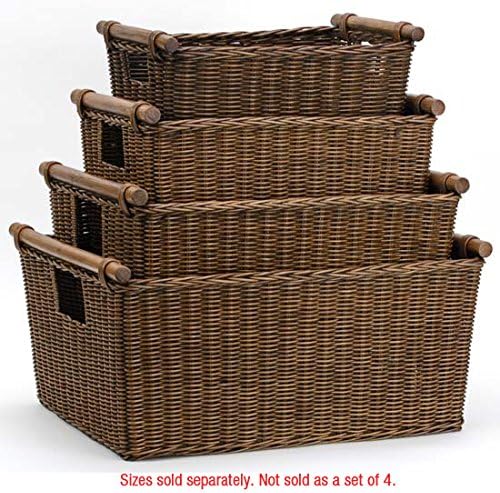 The Basket Lady Pole Handle Wicker Storage Basket, XL, Walnut Brown
