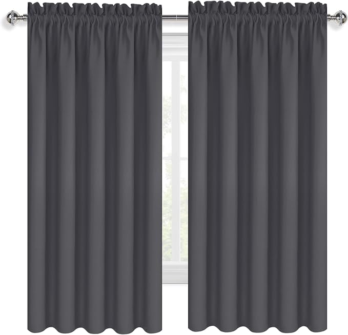 DWCN Bedroom Blackout Curtains 70 x 63 Inches Length 2 Panels Set, Solid - Image 9