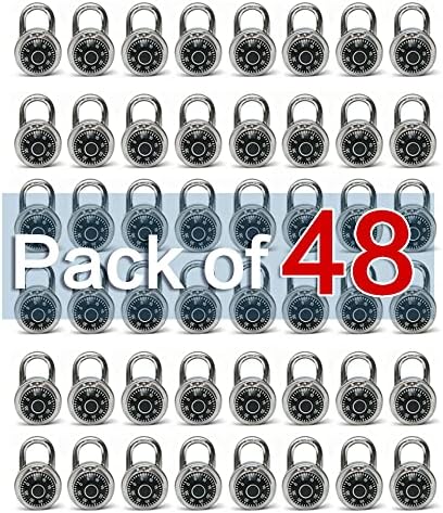 LanuBe Lock Standard Dial Combination Padlock 48 Pack Wide 2-in Black Dial