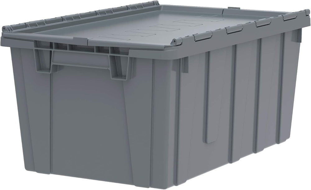 Buckhorn 17G Industrial Plastic Storage Container, Lid Attached, Stackable