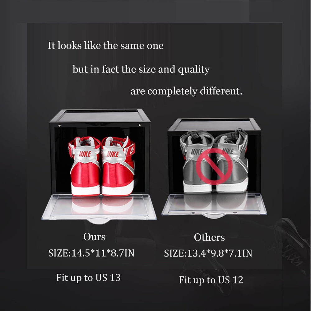Clear Storage Box Womens Mens Shoe Display Box Plastic Foldable Stackable Sho...