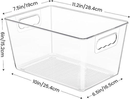 YIHONG Clear Plastic Storage Bins, 4 Pack Pantry Organizer Bins - Image 2