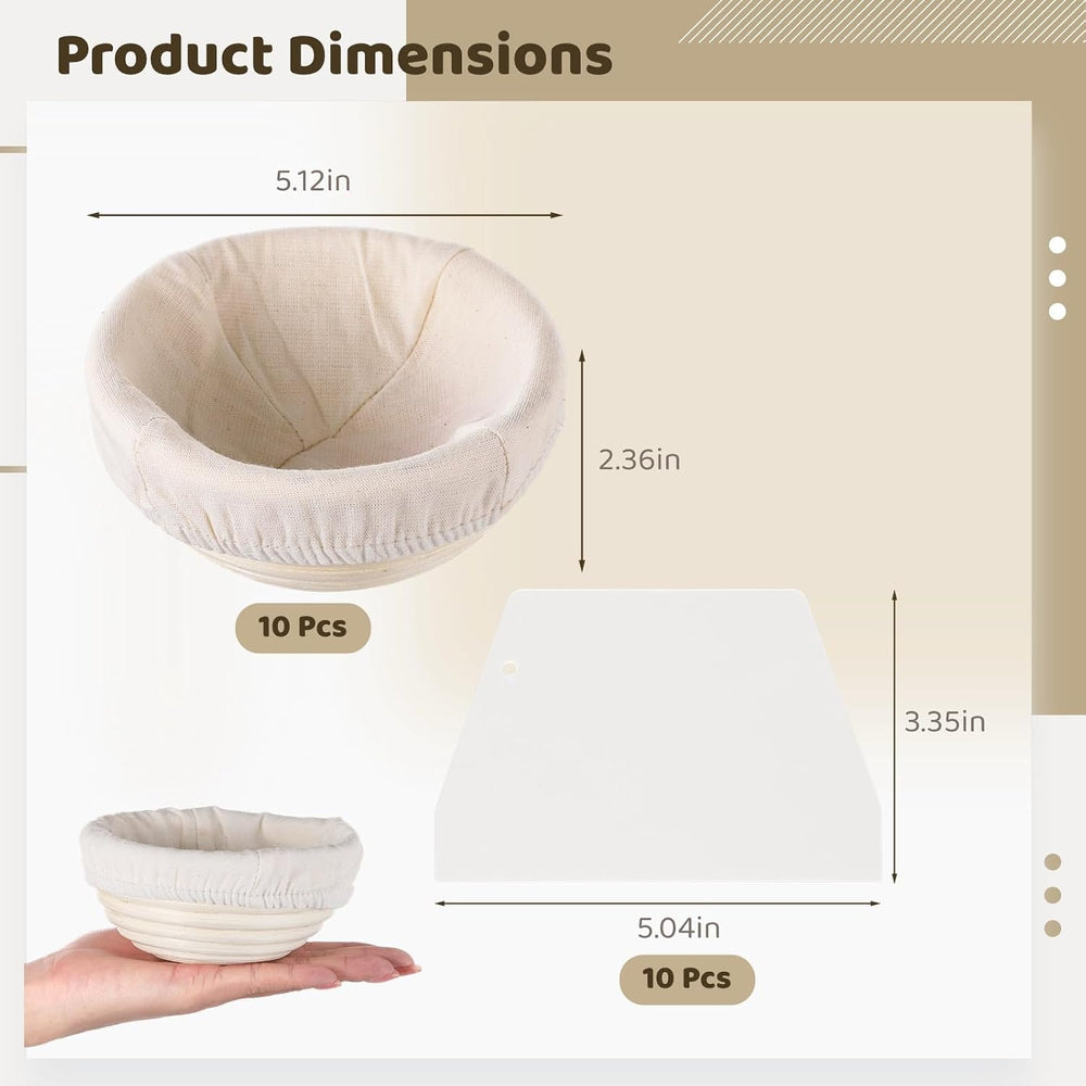 Mini Banneton Basket, Pack of 10 Proofing Basket, Banneton Bread Proofing Bas...