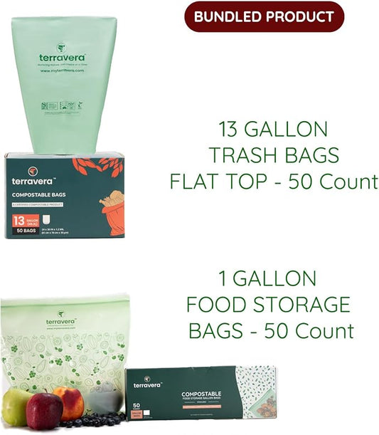Compostable Trash Bags Flat Top | BPI & OK Home Certified ASTM D6400 Standards - Image 2