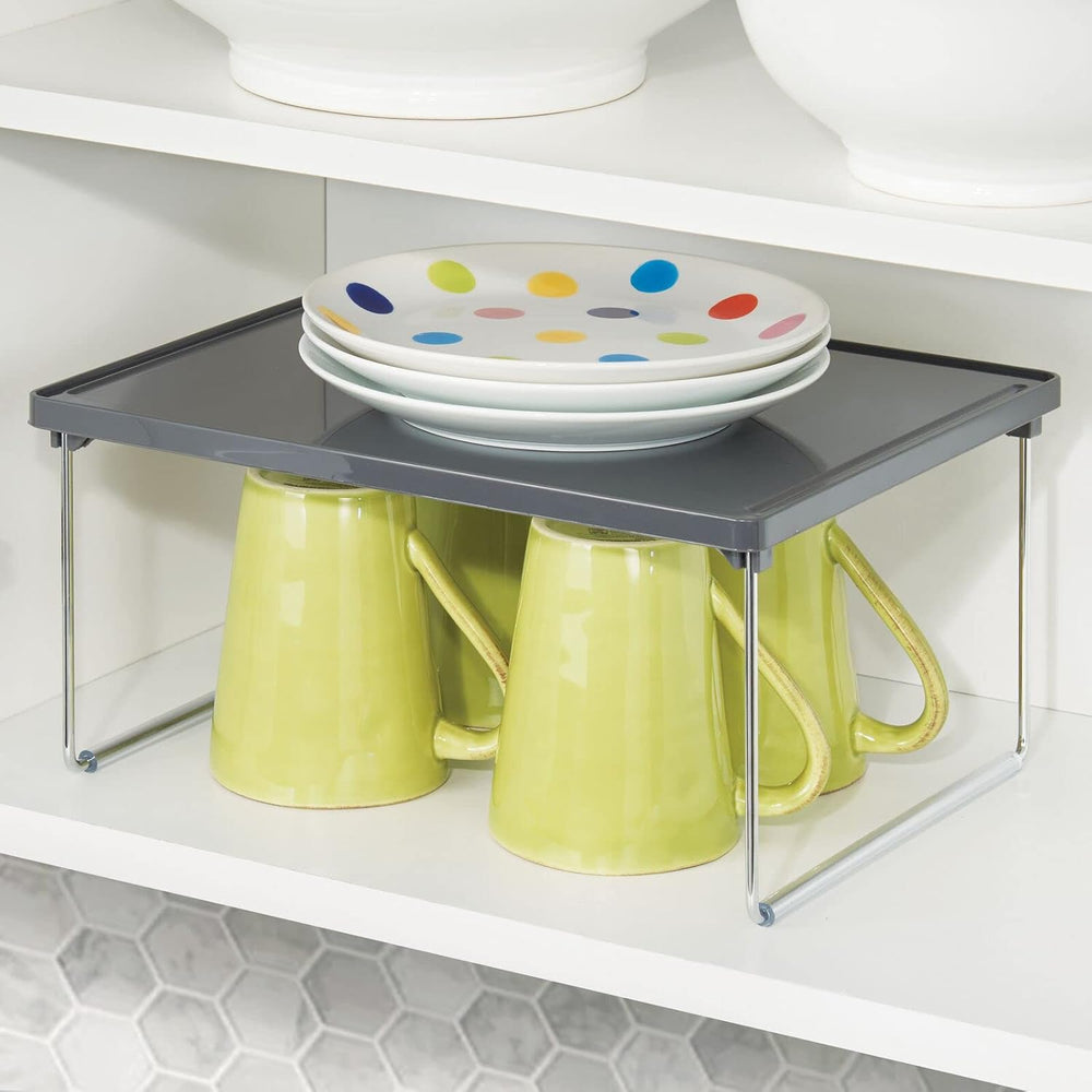 mDesign Metal Stacking Storage Organization for Shelves Inside Closet in Bedr...
