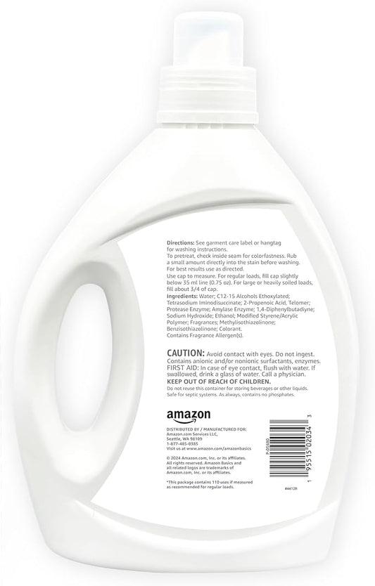 Amazon Basics Concentrated Liquid Laundry Detergent, 110 loads, 82.5 Fl Oz - Image 2