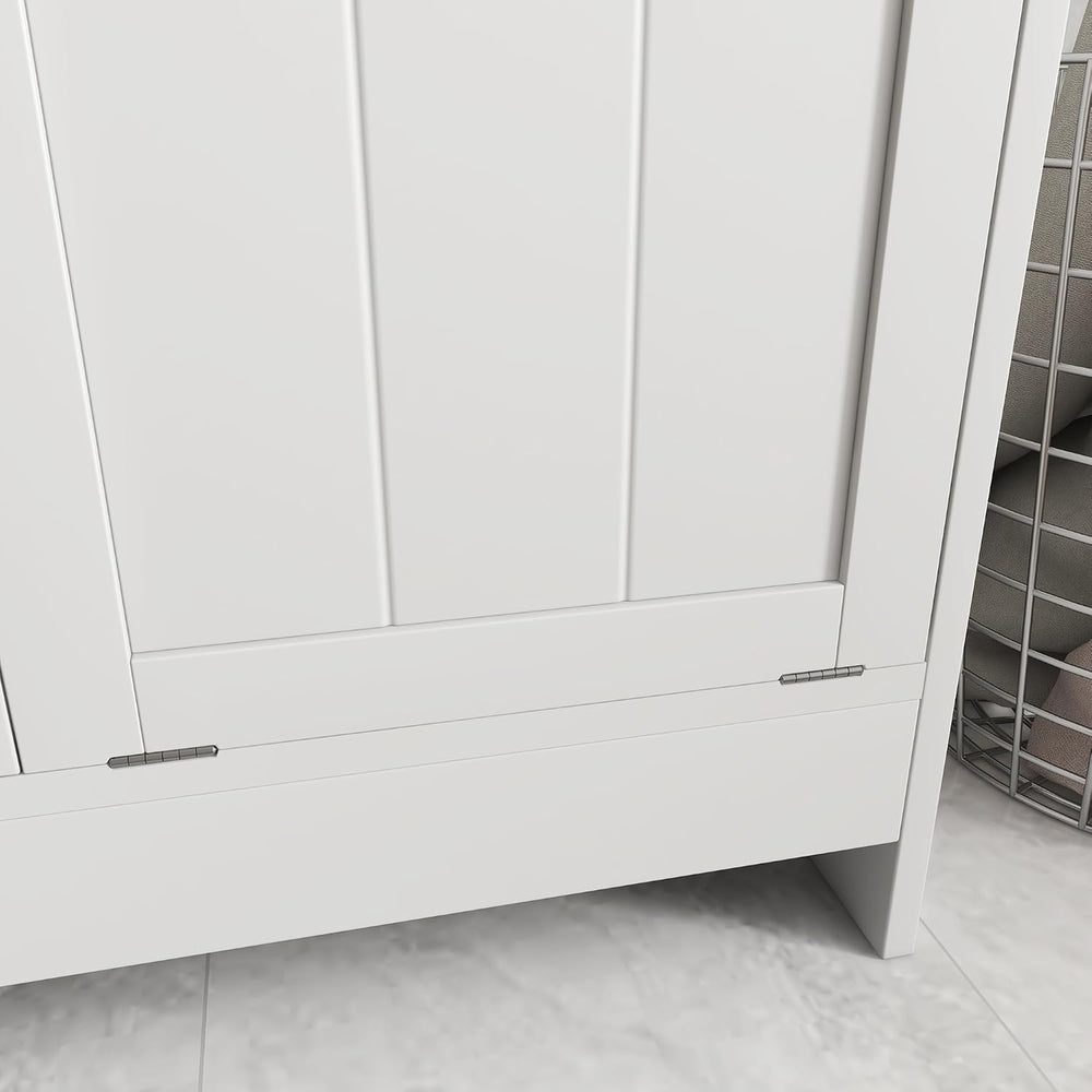 kleankin Double Tilt Out Laundry Hamper Cabinet with Storage 2 Doors White