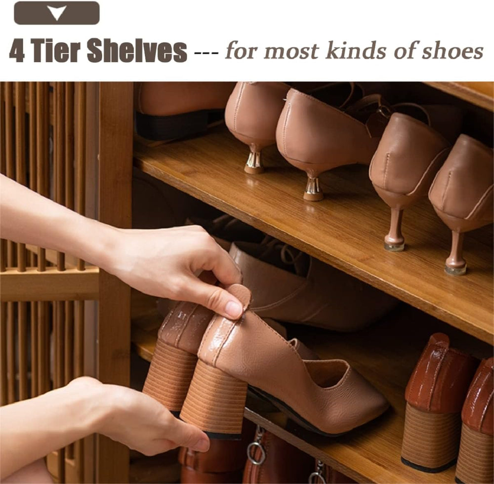 Gdrasuya10 Bamboo Shoe Storage Cabinet Organizer, Shoe Cabinet for Entryway 4...