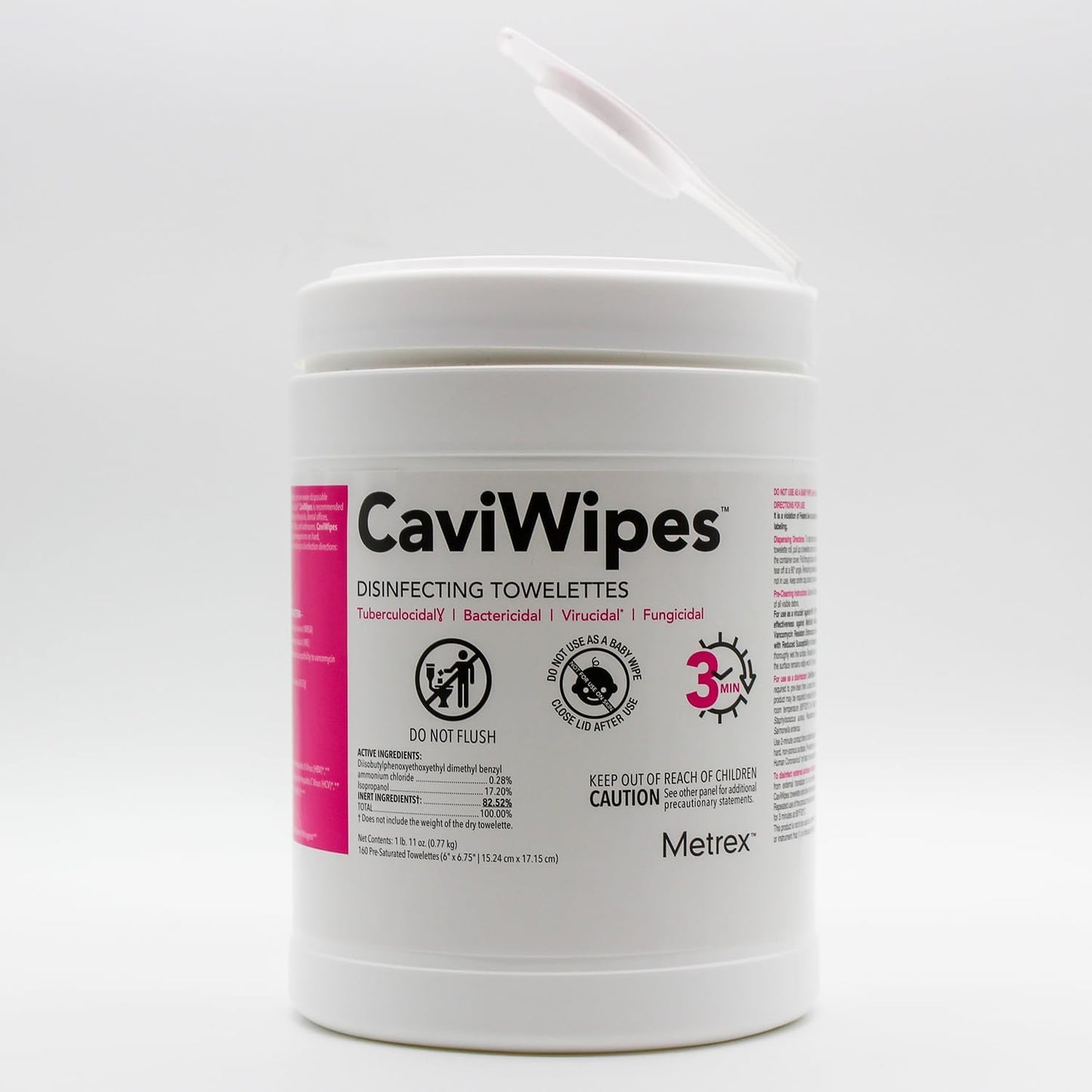 Metrex CaviWipes Disinfecting Wipes, Pop-Up Canister, 160 Ct Fragrance-Free | Pre-Saturated with CaviCide, Cleans and Disinfects Hard Surfaces in One Step, 3-Minute Contact Time