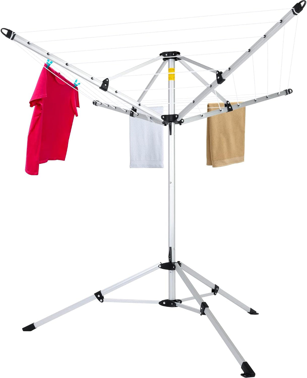 JS HANGER Drying Natural Clothes Airer Outdoor Portable 4-arm Aluminum Drying...