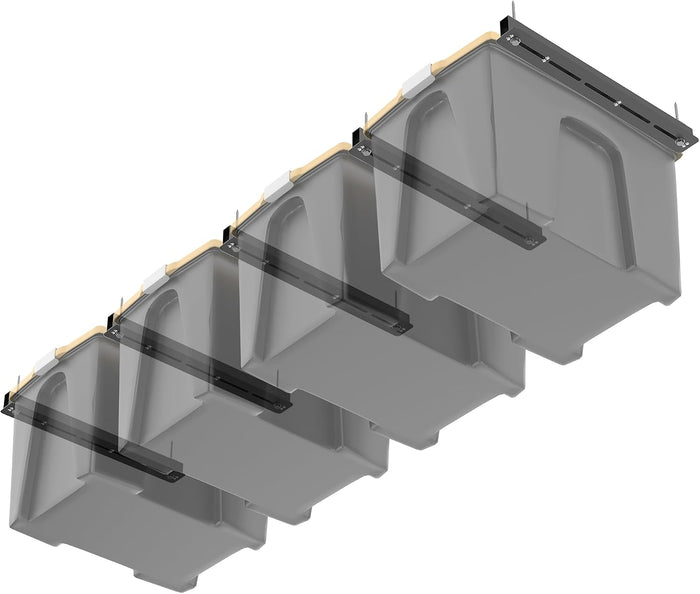 WALMANN Overhead Tote Storage Rails, Heavy Duty Garage Ceiling Bin Rack
