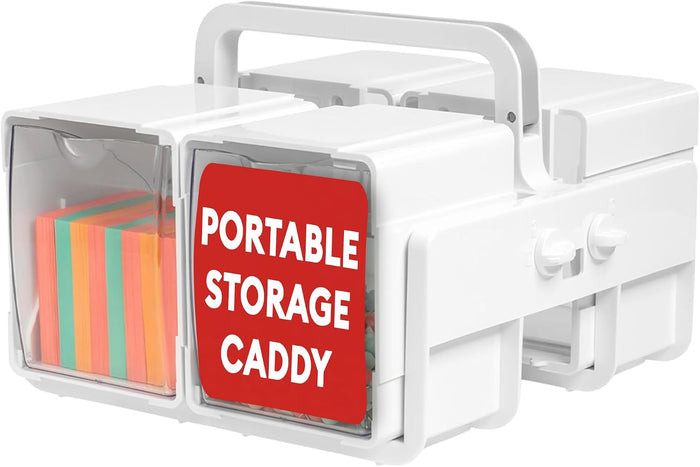 Deflecto Stackable Tilt Bin Caddy – Portable Tilt Bins Storage Organizer for Secure Storage & Quick Access, Perfect for Organizing Small Parts, Tools, or Supplies, Clear