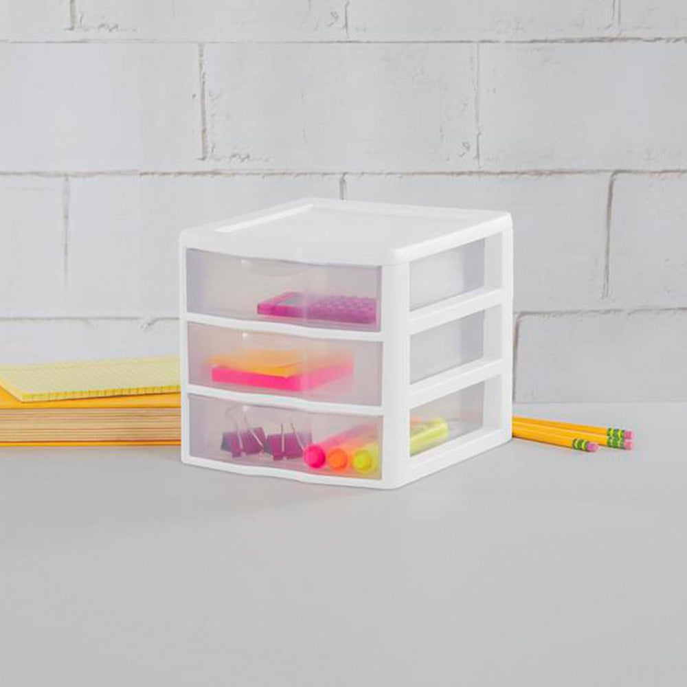 Sterilite Clearview 3-Drawer Cart Small Plastic Storage Organizer, 18-Pack