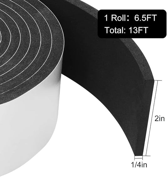 2 Rolls Seal Foam Tape, Single Sided Weather Strip, Total 13 Feet Long… - Image 2