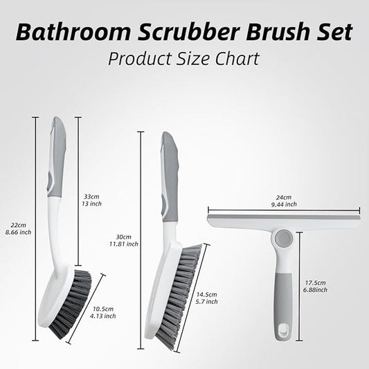 3 Pack Heavy-Duty Scrub Brush Set, Grout Brush, Shower Squeegee, Shower - Image 2