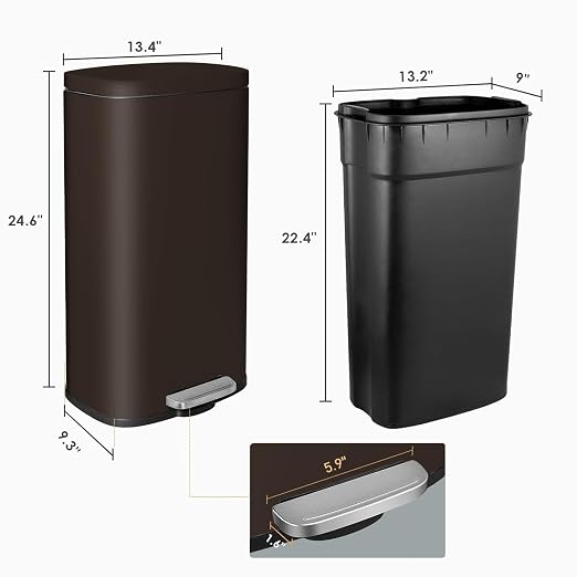 AthLike Trash Can, Stainless Steel Kitchen Garbage Can, Step Waste Bin - Image 6
