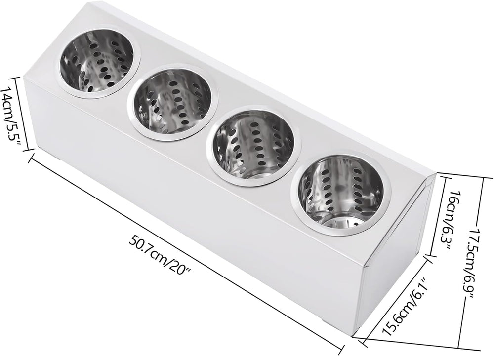 Flatware Organizers, Modern Minimalist Stainless Steel Utensil Holder, 4 Hole...