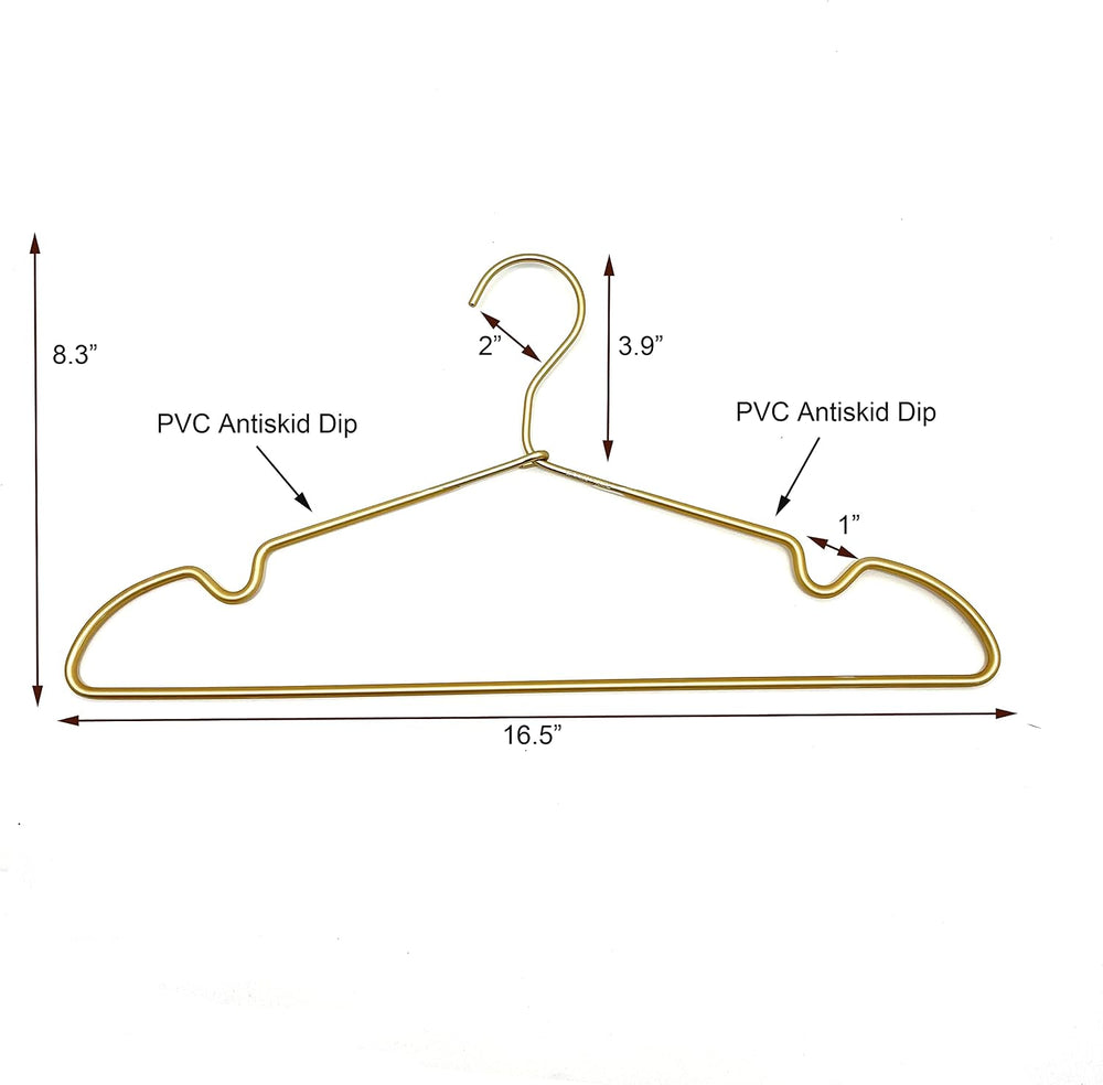 Premium Clothes Hangers 16.5" Metal Gold Coat Hangers Non Slip Hook Laun...