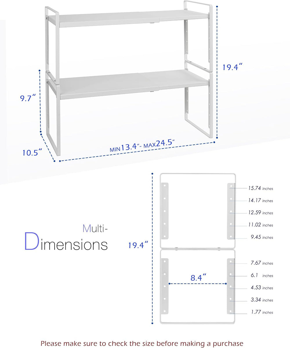 Nxconsu Kitchen Cabinet Shelf Organizers, Countertop Riser, 10.5" 2 Pack