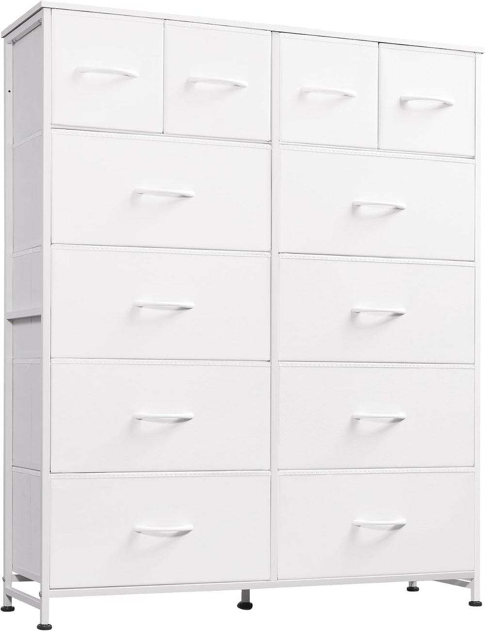 WLIVE 12 Drawer Tall White Fabric Dresser Bedroom Storage Chest