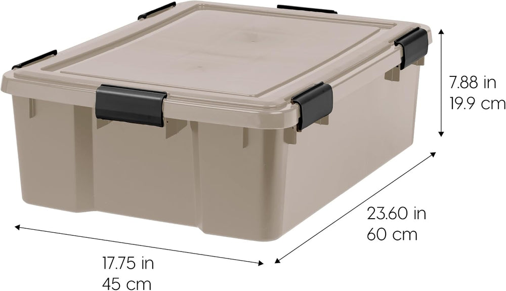 IRIS USA 4-Pack 41 Qt Storage Bins with Gasket Lids, Tan