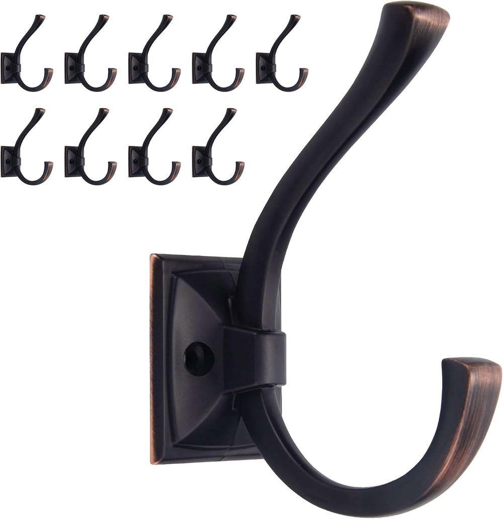 TUNNY 10 Pack Antique Design Wall Hanging Coat Hooks - Oil-Rubbed Bronze Coat...