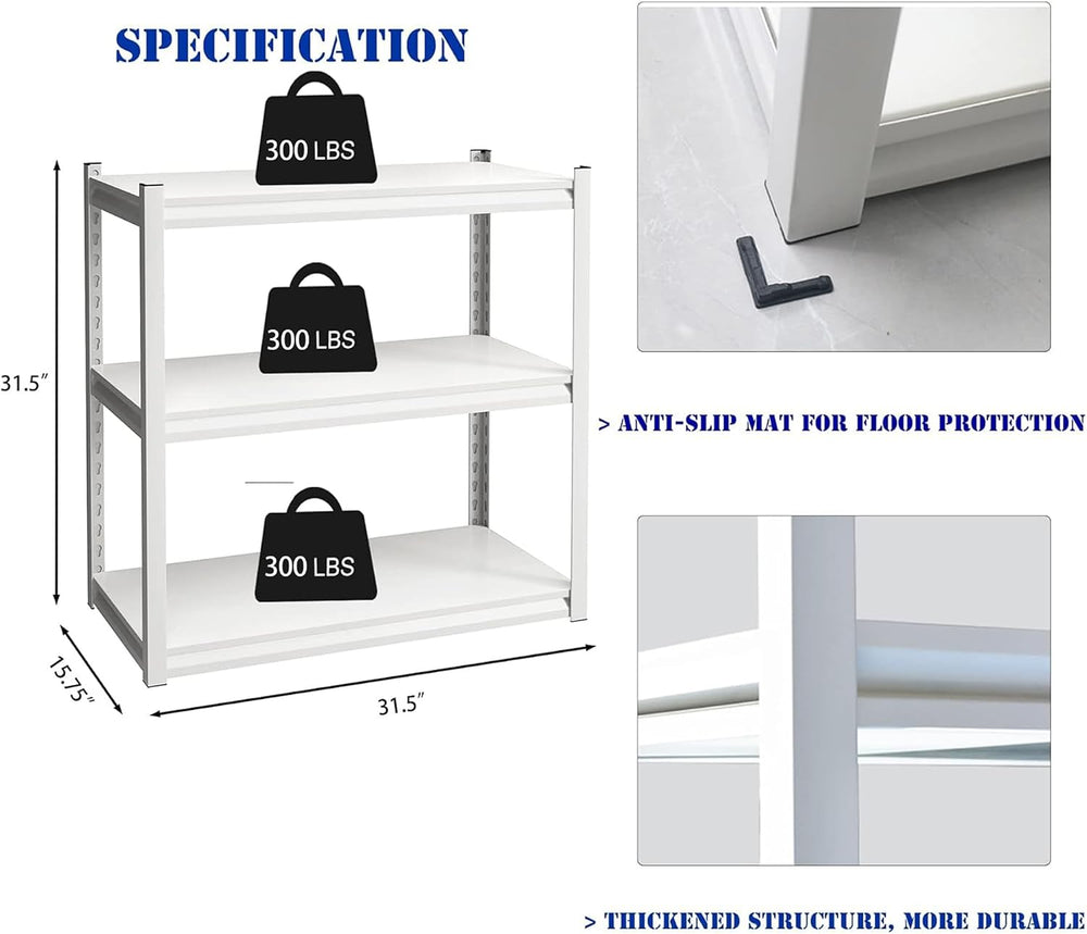 Garage Shelving Adjustable 3 Tier Heavy Duty Metal Storage Shelves Adjustable...
