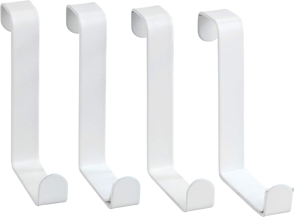 WENKO Crochet de porte blanc mat lot de 4 - Tringle de porte 4 crochets, Acie...