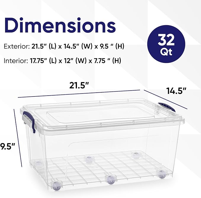 Superio Storage Bins with Lids, Stackable Totes, BPA Free, Odor Free, Organizer