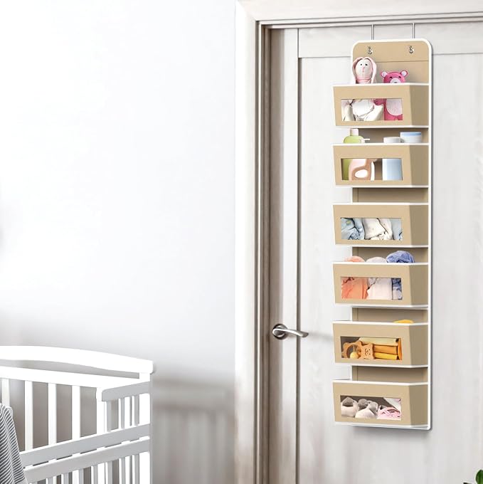 SIMPLE HOUSEWARE 6 Clear Window Pocket Over Closet Door Storage Hanging - Image 6