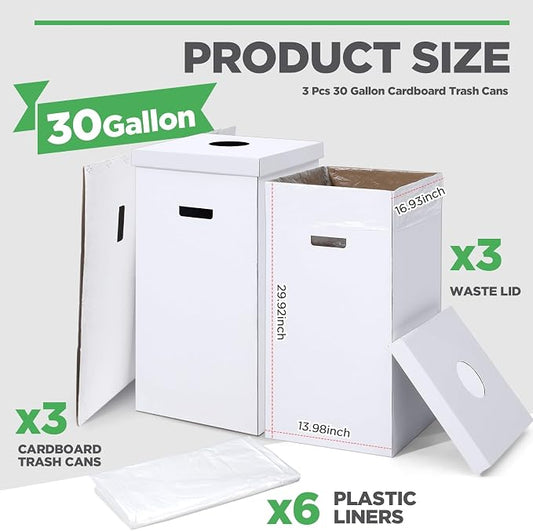 3 Pcs Cardboard Trash Cans - Image 2