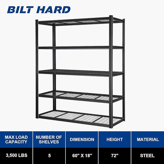 BILT HARD 3500 LBS 60" W x 18" D Garage Shelving, Metal Wire Utility Shelving - Image 2